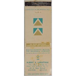 VTG Matchbook Cover Mass Mutual Insurance Albert Lundstrom Cincinnati OH Ohio